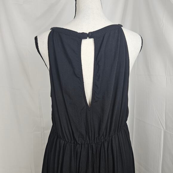 Torrid Halter Dress Sz 0 Large Black Midi Sleeveless Keyhole Pockets Minimalist - Picture 6 of 11